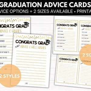 Graduation Advice Cards Bundle Printable | 2 Optionen | Schwarz und Gold Konfetti Pack | Herzlichen Glückwunsch Grad | Abschlussfeier Aktivität | Absolvent