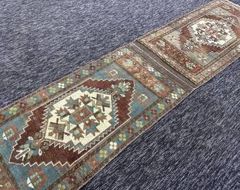 2x7 Turkish rug, Vintage rug, Bohemian rug, Oushak rug, 2x7 Rug, Kitchen rug, Wool rug, Hallway rug, Runner rug, Entryway rug, 2.9x7. Ft