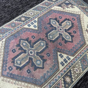 Rug 2 x 4, Kitchen 2x4 Rug, Handmade Wool Rug, White Oushak Rug, Door Entry Rug, Turkish 2 x 4 Rug, Bedroom Rug, Entryway 2x4 Rug,2x4 Carpet