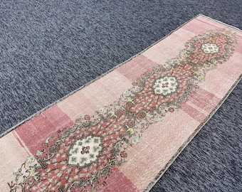 4x10 Runner Rug, 4x10 Turkish Runner, Vintage Oushak Rug, 4x10Rug, Turkish Rug, 4x10 Vintage Rug, 4x10 Faded Rug, Vintage Turkish Runner Rug