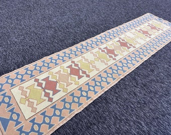 3x10 Runner, Red Long Runner Rug, Handmade Wool Rug, Vintage Runner Rug, Extra Long Turkish Runner, Vintage Oushak Runner,Size 2,1 x 10,7 Ft