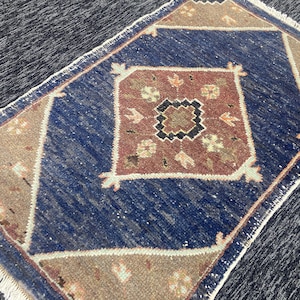 Rug 2 x 4, Handmade Wool Rug, Small Entry Rug, Blue Oushak Rug, 2x4 Rug, Carpet Rug, Bedroom Decor Rug, Turkish Rug 2 x 3, Kitchen Decor Rug