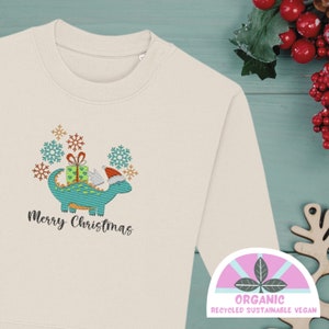 Merry Christmas Dragon | ORGANIC Christmas Baby Toddler Sweatshirt, Xmas Jumper, Festive, Party Outfit, Present, Gift, Ecofriendly