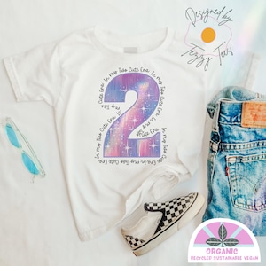 In My Two Cute Era Birthday T-Shirt Toddler Girl number Age 2 Year Old Top Kids Organic Shirt Gift  2nd Birthday Party Outfit Keepsake Tee