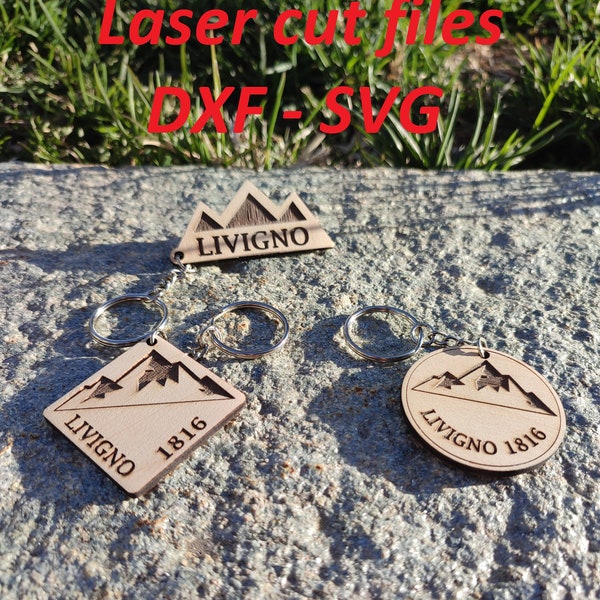 portachiavi montagne - Mountain keychain - laser cut files DXF, SVG / vettore taglio laser / digital download