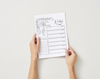 Minimalist Weekly Planner Printable – Floral Design (PDF)