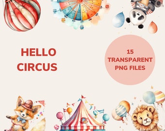 Circus clipart, cute animals, digital download