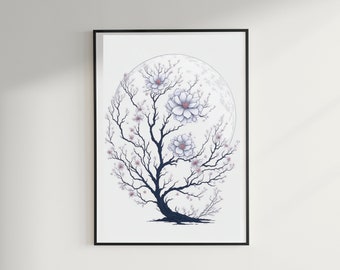 Abstract digital download, sakura wall art, printable art