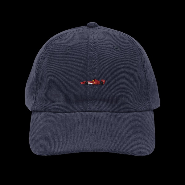 Marine-Cord-Baseballmütze, bestickter Rennwagen, Formel-1-inspirierte Mütze