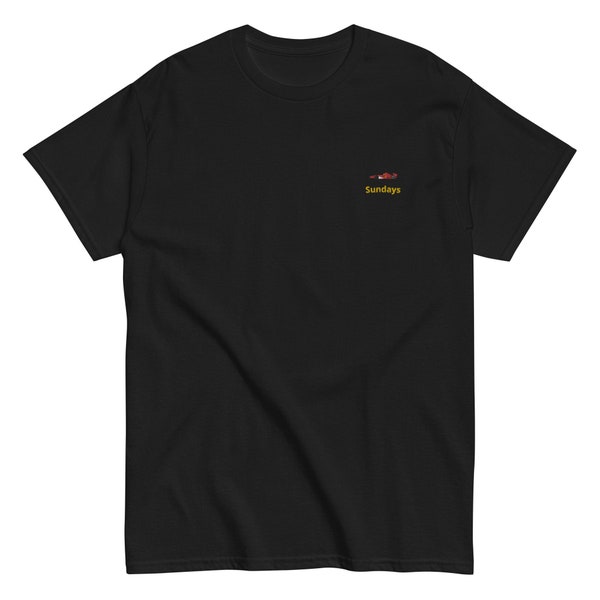 Maglia Ferrari F1 ricamata/Domeniche di Formula 1/T-shirt classica da uomo