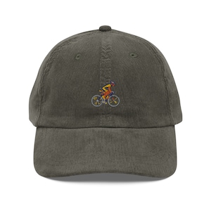 Tour de France Cap Gele Jersey Vintage | Papa Hoed | Geborduurde wielrenner | Handgemaakt corduroy