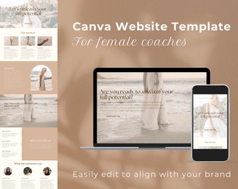 Feminine Coaching Website Template: Editable Canva Web Design (Digital Download)