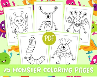 Verspielte Monster Malvorlagen für Kleinkinder - 25 süße Designs (PDF)