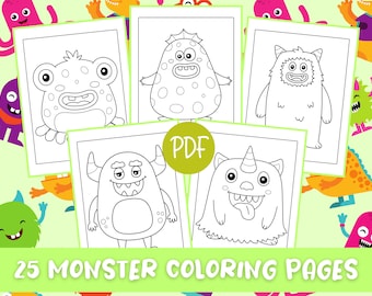 Playful Monster Coloring Pages for Toddlers & Kids - Fun and Friendly Monsters Coloring Sheets