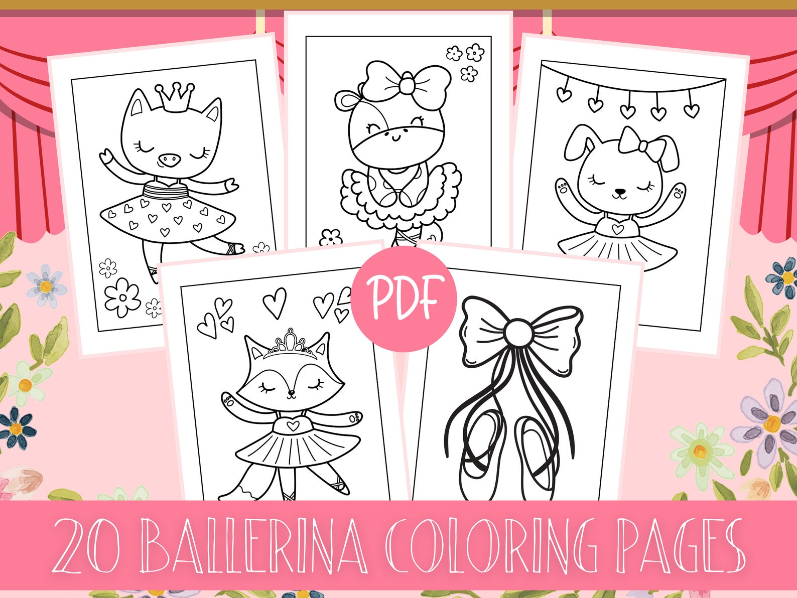 Ballerina Coloring Pages, Ballet Animals Coloring Book, Ballerina