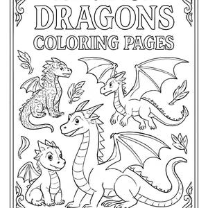Fantasy Dragons Coloring Pages | Printable Dragon Coloring Book | 8 Digital Coloring Sheets | Kids & Adults | Instant Download