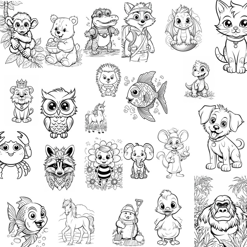 50 Animals Coloring Pages for Print Coloring Pages for Kids Images of ...