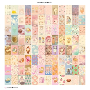 100 PCS | Kawaii Wall Collage | Kawaii Vibes Decor | Aesthetic Wall Collage Kit | Kawaii Poster Set