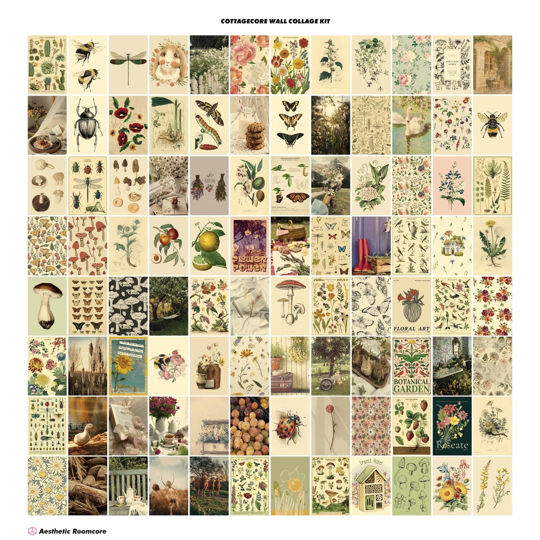 100 PCS Cottagecore Wall Collage Cottagecore Decor Aesthetic Wall ...