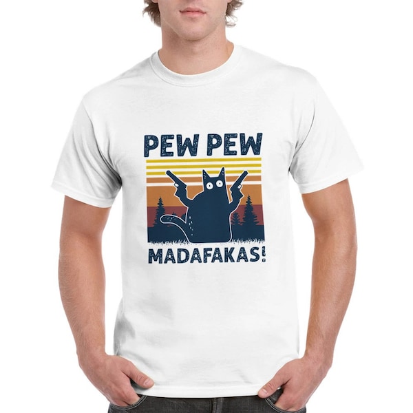 Pew Pew Madafakas shirt, Pew Pew, funny cat sweater, vintage sweater, cat lover shirt, funny shirt, gun