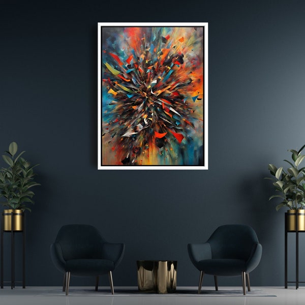 Abstract Vibrant Canvas Print Wood Frame Bold Colour Modern Decor Gallery Wall Fine Art Explosion of Colour Non-conventional Subjective Art