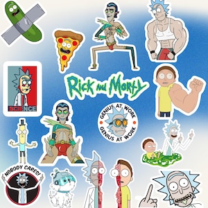 Sci-Fi Cartoon Sticker Pack – Funny Vinyl Character Decals for Journals and Laptops | Animated TV Fan Art Stickers – Rick and Morty