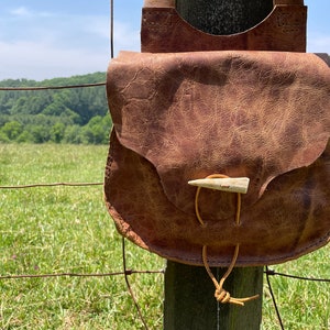 Leather Possibles Bag with Antler Clasp