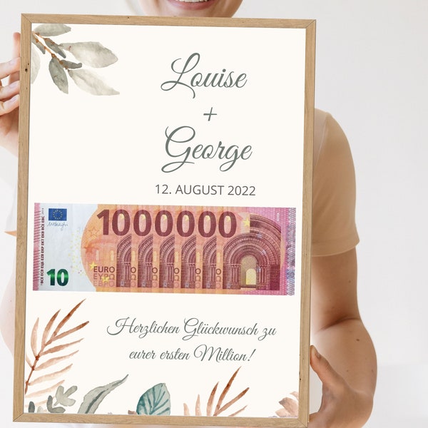 Hochzeitsgeschenk Eure erste Million, personalisiert, Digitaler Download, Geldgeschenk zur Hochzeit, Geschenk für Brautpaar, Geld schenken