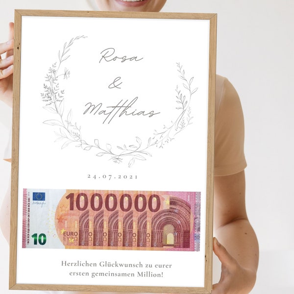 Hochzeitsgeschenk Eure erste Million, personalisiert, Digitaler Download, Geldgeschenk zur Hochzeit, Geschenk für Brautpaar, Geld schenken