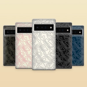 Étui pour téléphone portable avec carte topographique pour Google Pixel 9Pro XL, 9A, 8A, 8Pro, 7Pro, 7A, 6A Samsung S25, S24, S23, A56 A16 iPhone 16 15 14