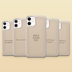 Christliche Handyhülle Bibel Vers Jesus Cover für iPhone 16e, 15, 14, 13, 12 Samsung S25, S24FE, S23, A56, A16, Pixel 9Pro XL, 9A, 8A, 8Pro 7