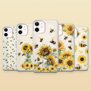 Custodia per telefono Bumble Bee Honey Sunflower Cover per iPhone 16, 15, 14, 13, 12 Samsung S25, S24FE, S23, A56, A16, Pixel 9Pro XL, 9A, 8A, 8Pro, 7A