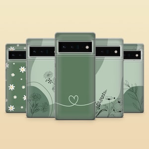 Custodia per telefono Minimal Herbal verde salvia per Google Pixel 9Pro XL, 9A, 8A, 8Pro, 7Pro, 7A, 6A Samsung S25, S24, S23, A56, A16 iPhone 16 15