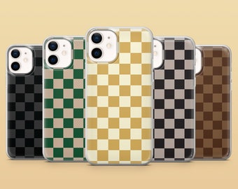 Checkered Phone Case Gingham Checkerboard Cover for iPhone 15, 14, 13, 12, 11, Samsung S24, S23FE, S22 A15 A54 A25, A14, Pixel 8A 8Pro 7A 6A