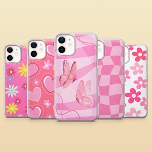 Preppy Phone Case Preppy Girly Pink Cover for iPhone 17Pro, 16e, 15, 14, 13 Samsung S25, S24FE, S23, A56, A15 Pixel 10Pro XL, 9A, 8A, 7A, 6A