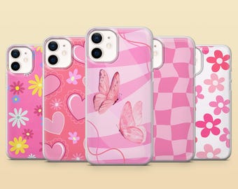 Preppy Phone Case Preppy Girly Pink Cover for iPhone 17Pro, 17e, 16e, 15, 14, 13 Samsung S26, S25FE, S23, A57 Pixel 10A, 10ProXL, 9A, 8A, 7A
