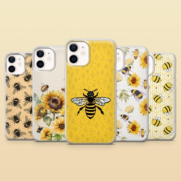Bee Phone Case Bumblebee Yellow Cover for iPhone 15, 14, 13, 12, 11, Samsung S24Ultra, S23FE, S22, A15, A54, A25, A14, Pixel 8A 8Pro 7A 7Pro