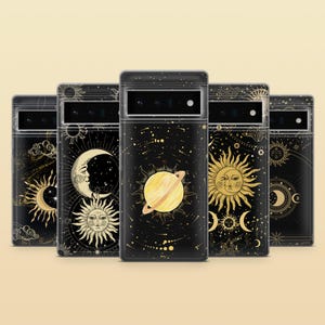 Witchy Phone Case Sun Moon Stars Cover for Google Pixel 9Pro XL, 9A, 8A, 8Pro, 7Pro, 7A, 6A Samsung S25, S24, S23, A56, A16 iPhone 16, 15 14