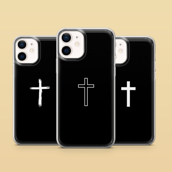 Weißes Kreuz Handyhülle Jesus Christian Hülle für iPhone 15, 14, 13, 12, 11, Samsung S24Ultra, S23FE, S22, A15 A54 A25 A14 Pixel 8A 8Pro 7A 6