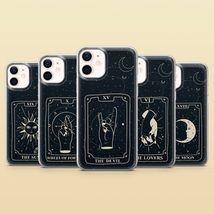 Tarot Phone Case Goth Witchy Cover for iPhone 16, 15, 14, 13, 12 Samsung S25Ultra, S24FE, S23, A56, A16, Pixel 9Pro XL, 9A, 8A, 8Pro, 7A, 6A