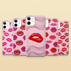 Lips Phone Case Kiss Red Lipstick Cover for iPhone 17Pro, 16e, 15, 14, 13 Samsung S25, S24FE, S23, A56, A15 Pixel 10Pro XL, 9A 8A 8Pro 7A 6A