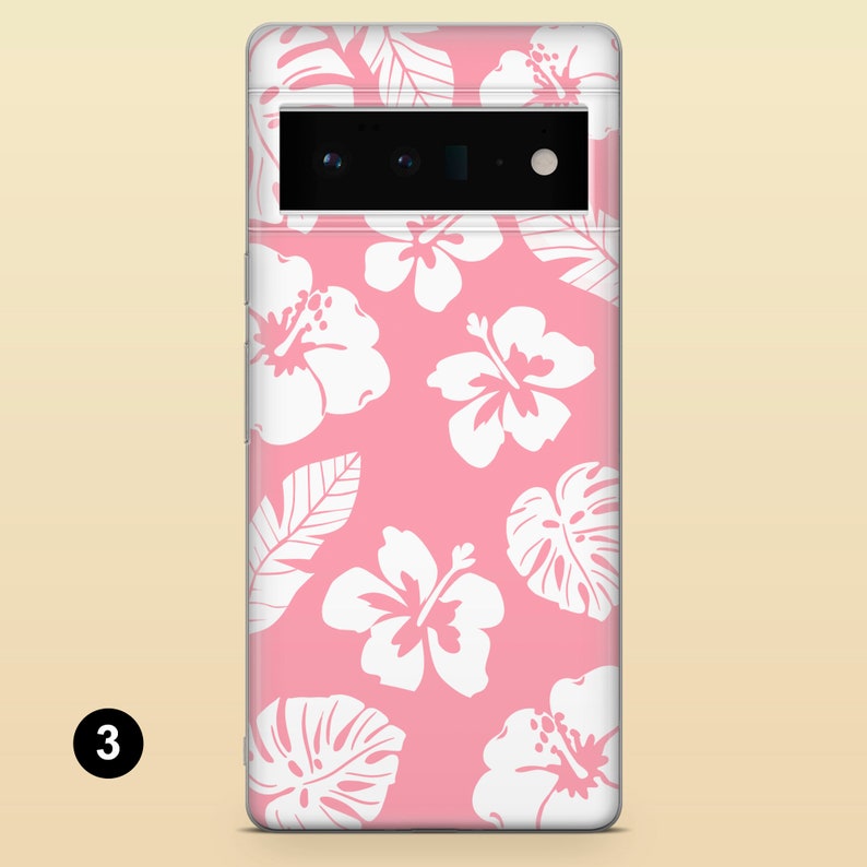 Hibiscus mobilskal med hawaiisk blommotiv för Google Pixel 10A, 10Pro XL, 9Pro, 9A, 8A, Samsung S26, S25, S23, A57, A17 iPhone 17e, 16Pro 15 3