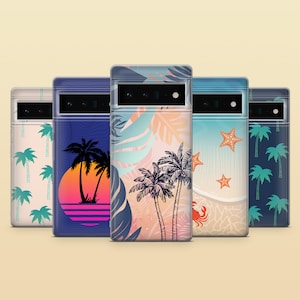 Custodia per telefono con motivo tropicale da spiaggia e surf, per Google Pixel 10A, 10Pro XL, 9Pro, 9A, 8A, 7A, Samsung S26, S25, S23, A57, A17, iPhone 17e, 16 e 15