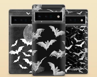 Bat Phone Case Black Goth Cover for Google Pixel 10A, 10Pro XL, 9Pro, 9A, 8A, 7Pro Samsung S26, S25, S23, A57, A17 iPhone 17e, 16Pro, 15, 14