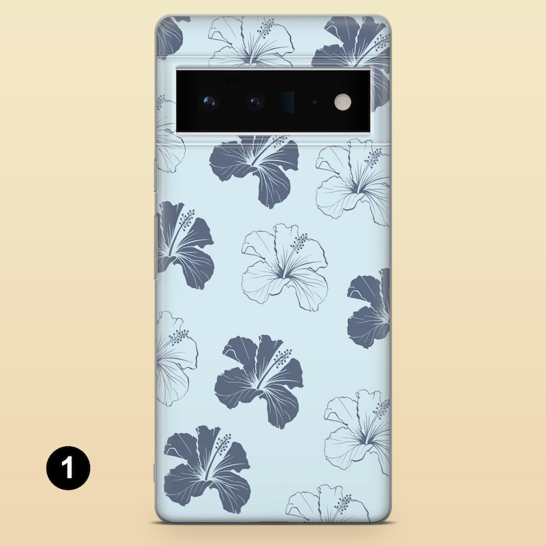 Hibiscus mobilskal med hawaiisk blommotiv för Google Pixel 10A, 10Pro XL, 9Pro, 9A, 8A, Samsung S26, S25, S23, A57, A17 iPhone 17e, 16Pro 15 1