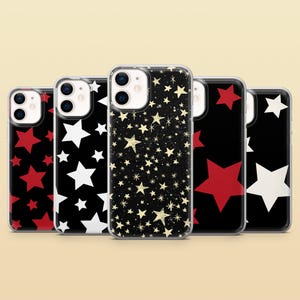 Stars Phone Case Black Astrology Star Cover for iPhone 17Pro, 16e, 15, 14, 13 Samsung S25, S24, S23, A56, A15 Pixel 10Pro XL, 9A, 8A, 7A, 6A