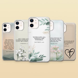 Christliche Handyhülle Bibel Vers Jesus Cover für iPhone 16e, 15, 14, 13, 12 Samsung S25, S24FE, S23, A56, A16, Pixel 9Pro XL, 9A, 8A, 8Pro 7