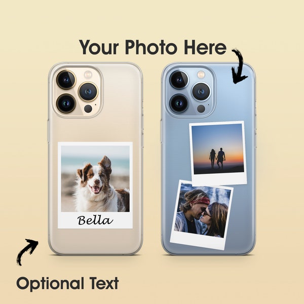Coque personnalisée Polaroid pour iPhone 13, 12, 11, Samsung S23Ultra, S22, S21FE, A54, A34, A14, OnePlus, Xiaomi Realme