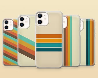 Vintage Stripes Phone Case Beige Retro Cover for iPhone 17Pro, 17e, 16, 15, 14, 13 Samsung S26, S25, S23, A57 Pixel 10A, 10ProXL, 9A, 8A, 7A