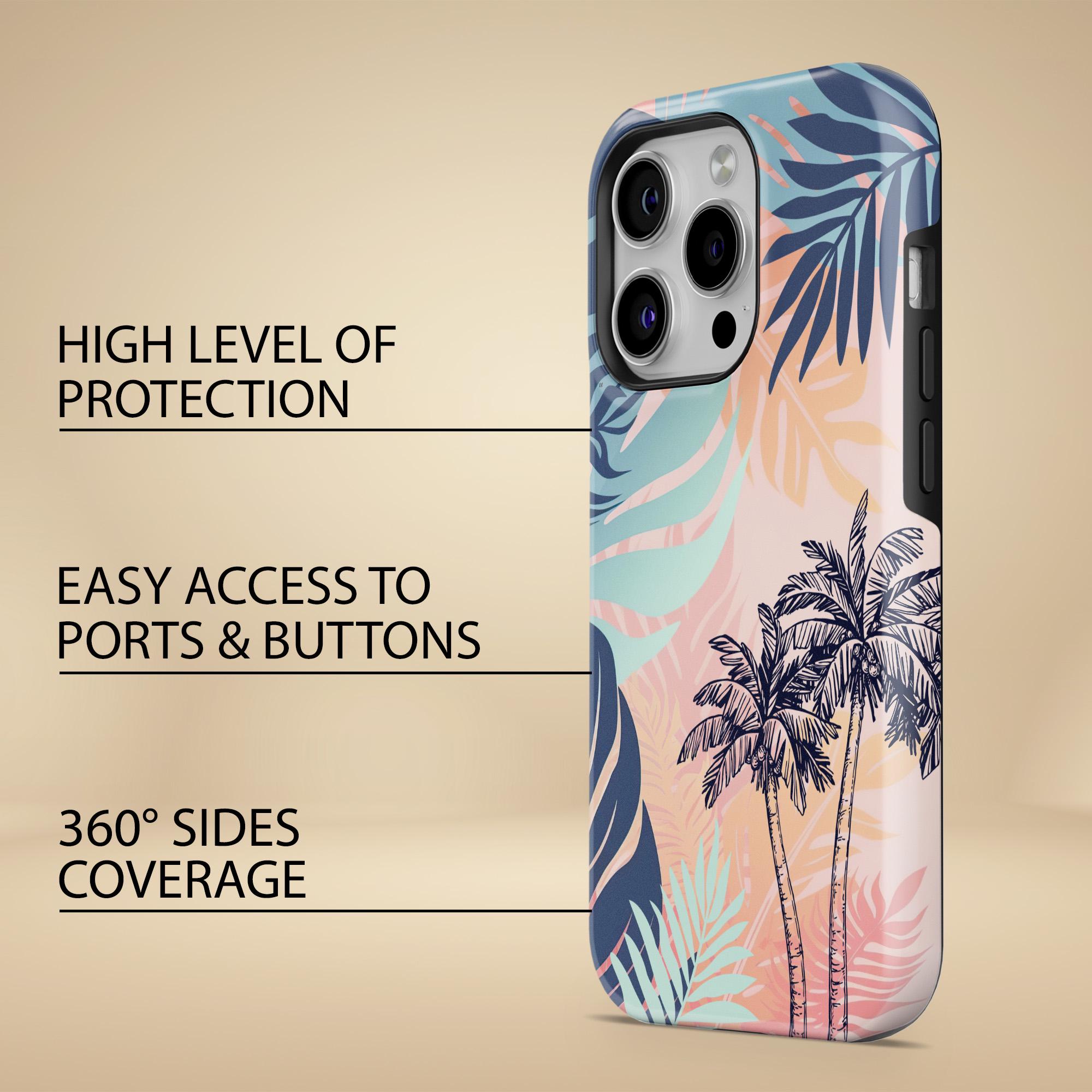 Palm Tree Phone Case Coconut TOUGH Cover for iPhone 17pro, 16e, 15, 14 ...